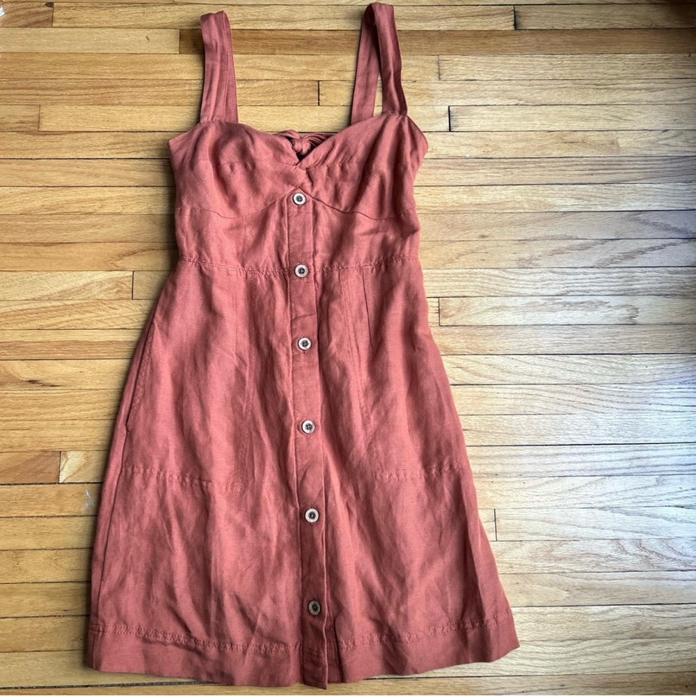 Anthropologie Terracotta Button-Down Mini Dress